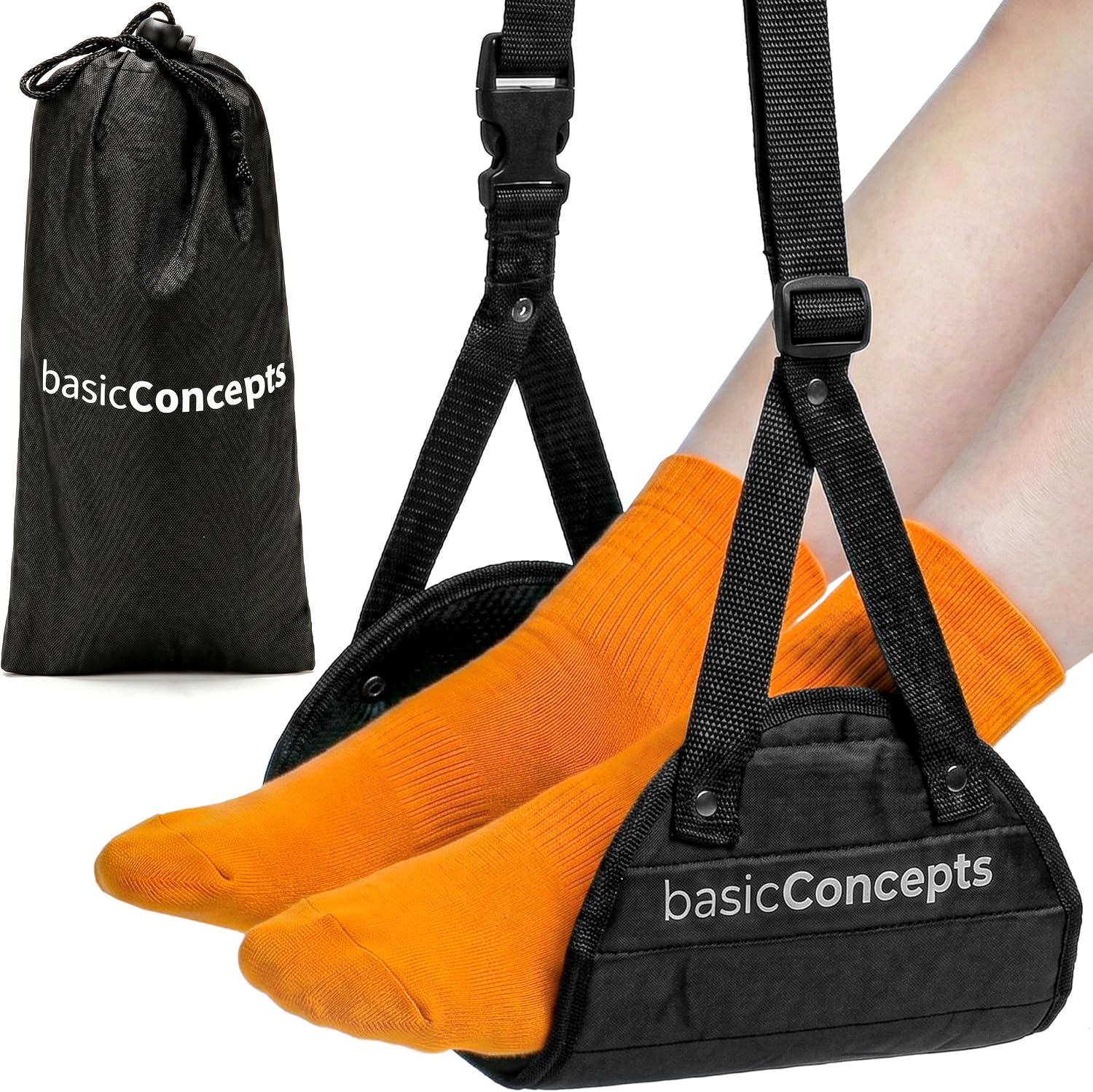 BASIC CONCEPTS Airplane Foot Hammock for Plane Travel Essentials - Airplane Travel Essentials, Long Flight Foot Rest - P