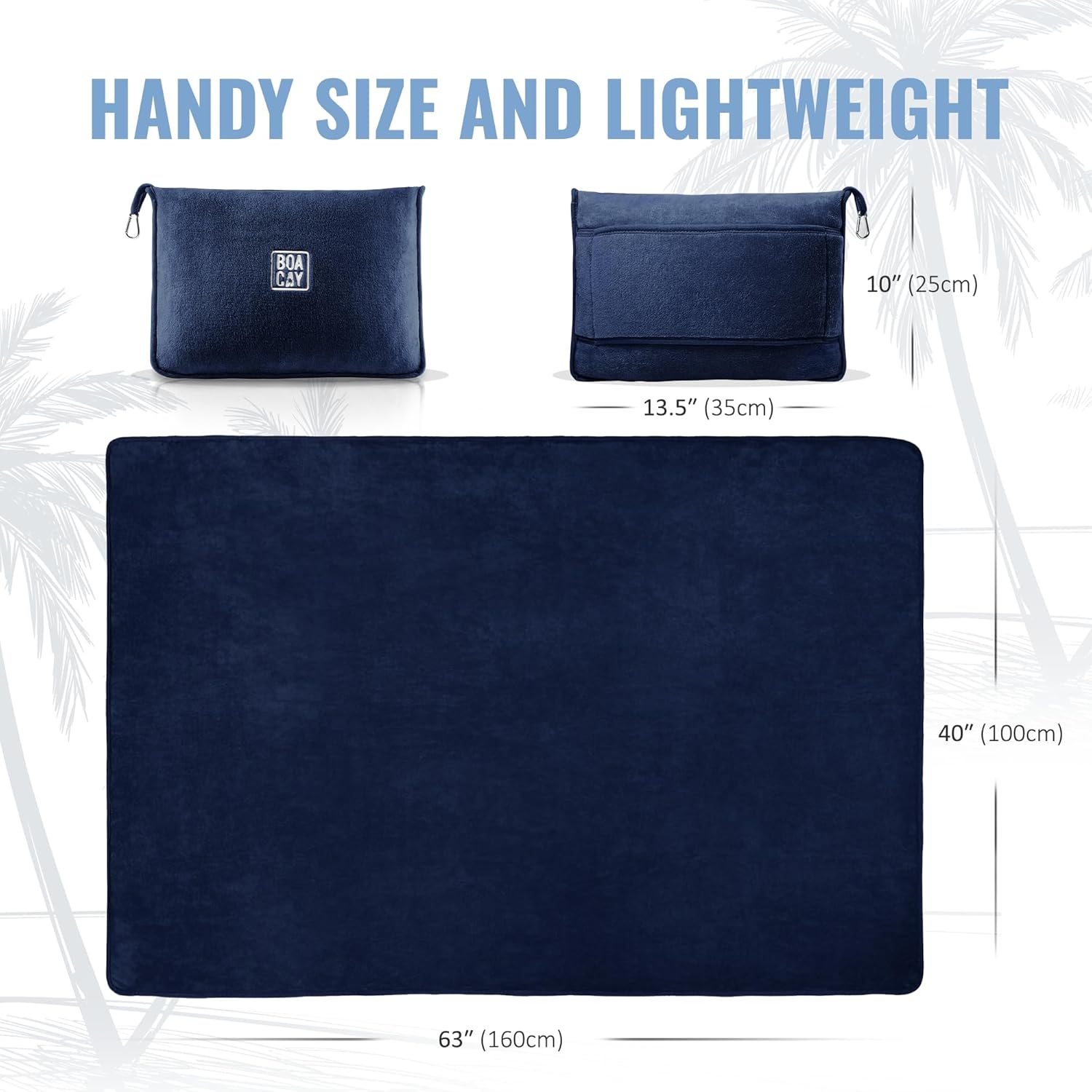 BOACAY Soft & Warm Travel Blanket for Airplane & Car - Long Flight Essential for Women, Men, Kids - Compact Pillow with