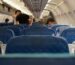 Foot hammocks and seat cushions on a long-haul flight