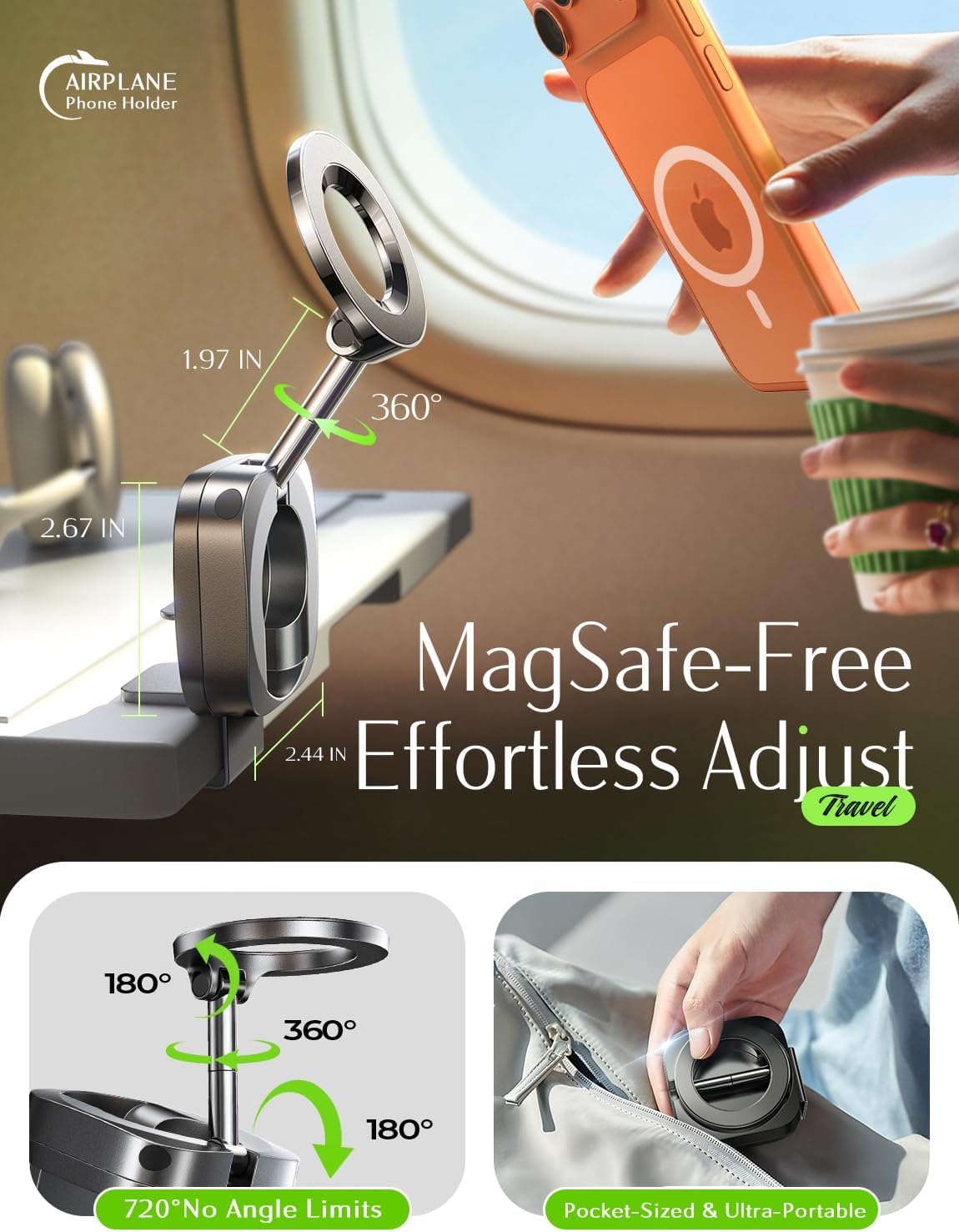 LISEN Airplane Travel Essentials for Flying Airplane Phone Holder for Desk — view 2