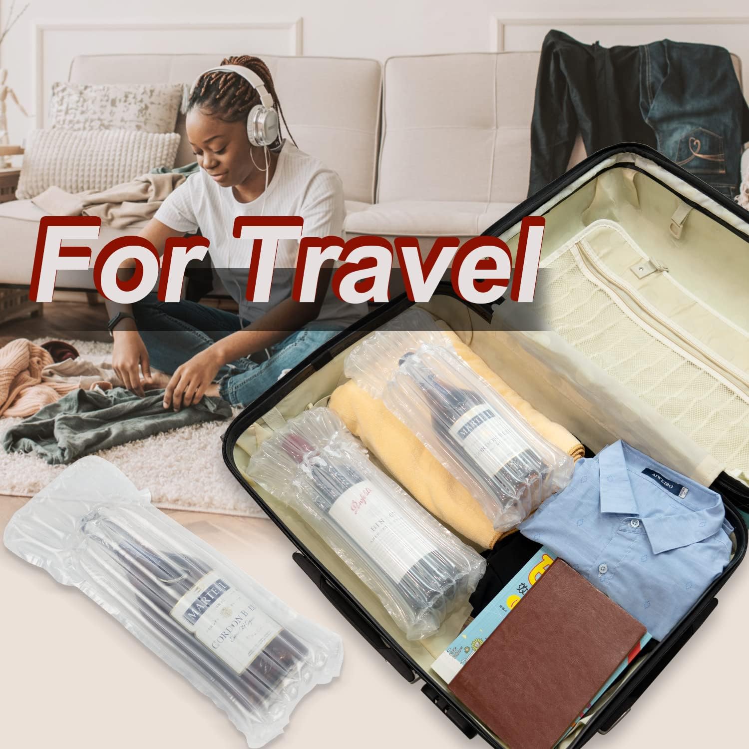 Wine Bottle Protector Bags Luggage for Airplane Travel 36 Pack Inflatable Liquor Bottle Shipper Wine Shipping Packaging